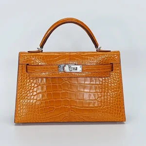 Handcrafted Gold Alligator Bag